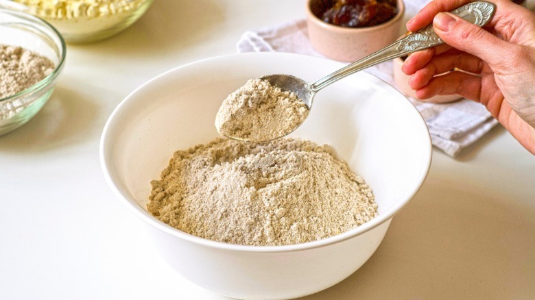 Oat flour in a bowl 
