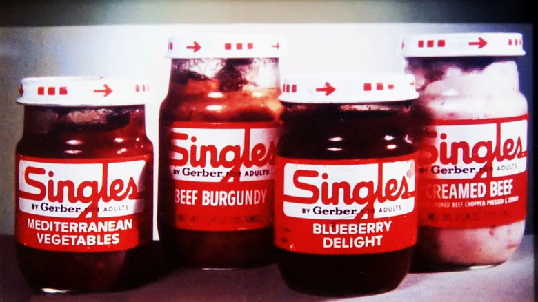 Four jars of Singles Gerber in a frame