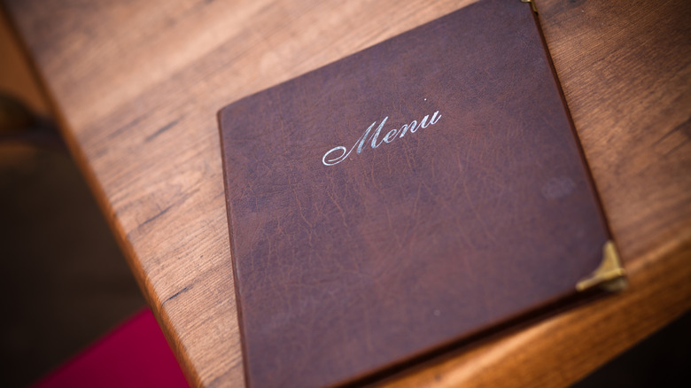 menu on restaurant table