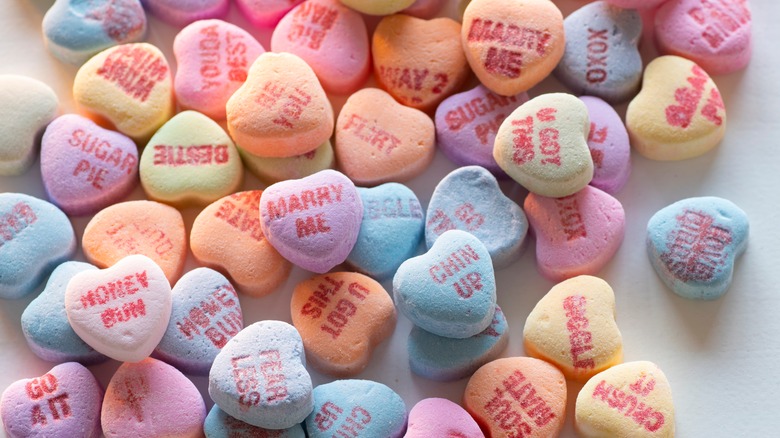 Sweethearts candy hearts with messages