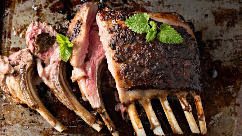 partially frenched roast rack of lamb