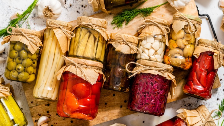 Jars of preserved food