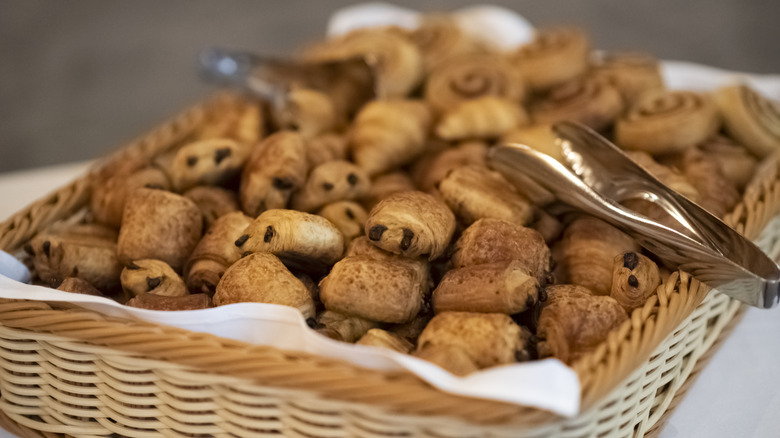 basket of chocolate croissants