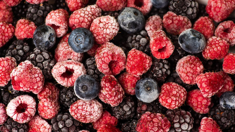 frozen blueberries and raspberries