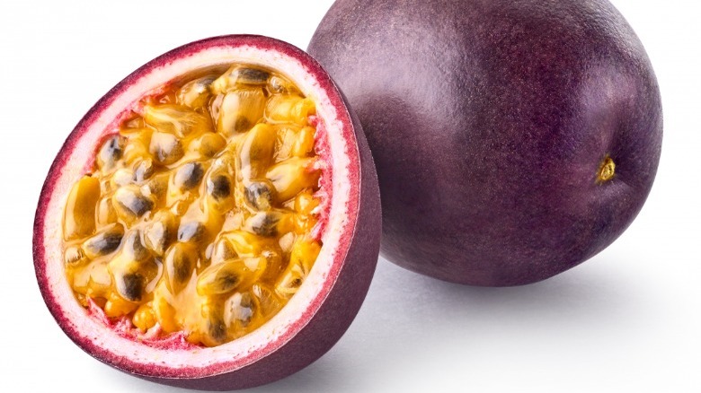 Passionfruit cut in half 