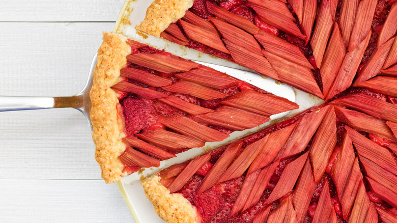 Slice of rhubarb pie