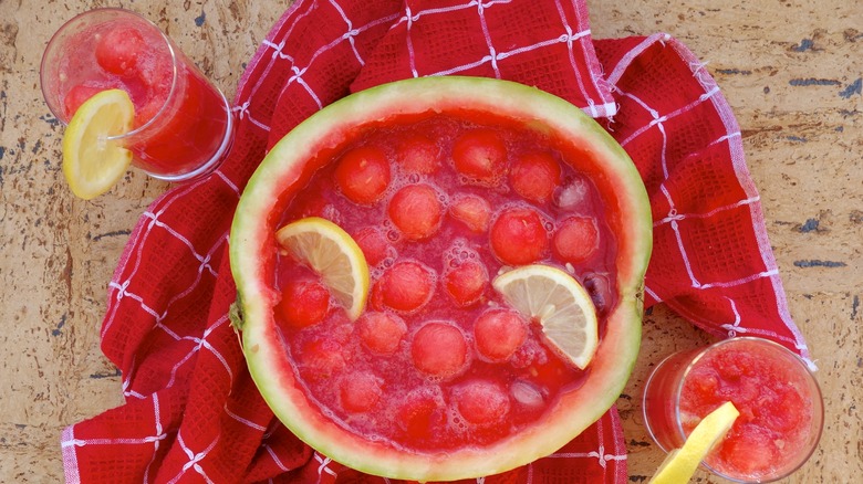 watermelon bowl with cocktail