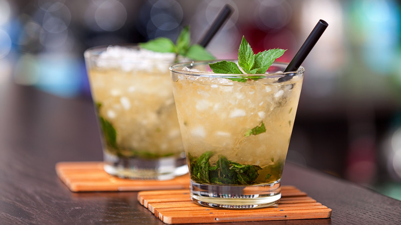 mint juleps on bar counter