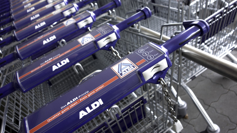 rows of ALDI shopping carts