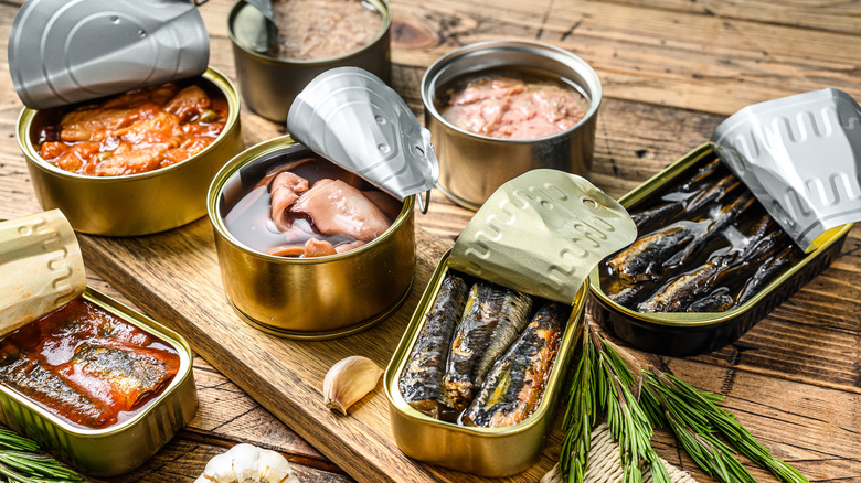 Various tinned fish