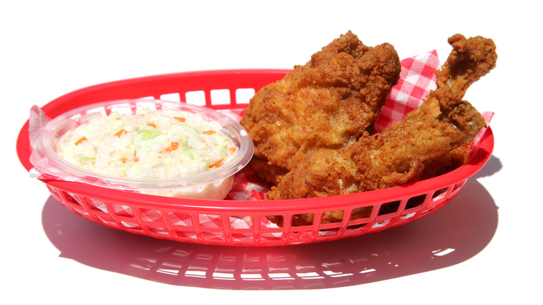 KFC coleslaw and chicken basket