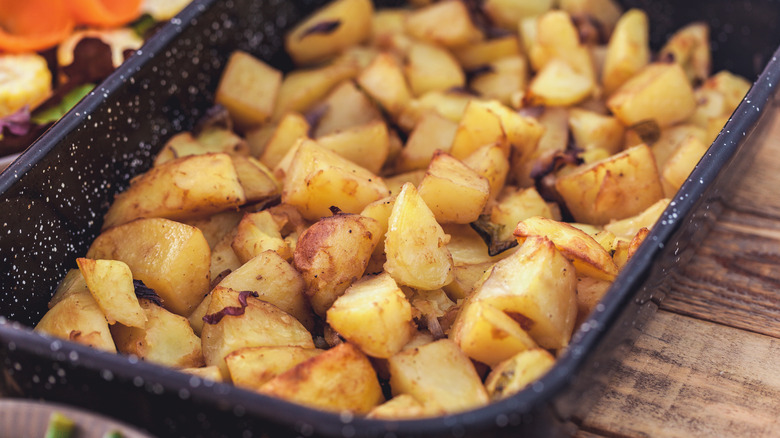 pan of roast potatoes