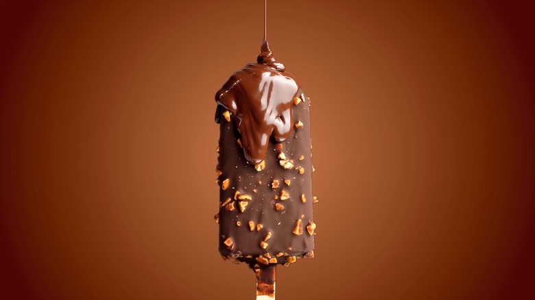 Chocolate covered ice cream pop