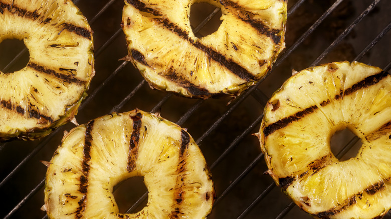 Pineapple rings on grill