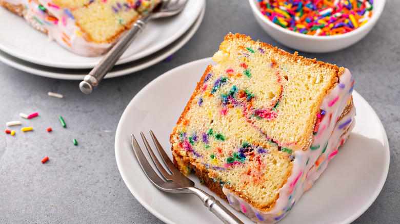 Slices of funfetti bundt cake