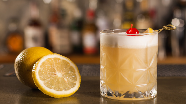amaretto sour cocktail on bar