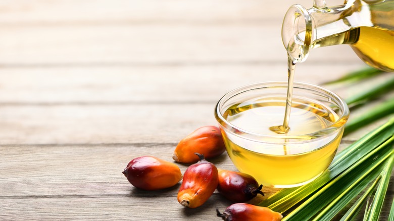 Palm oil in glass bowl