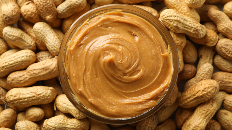 Jar of peanut butters with whole peanuts