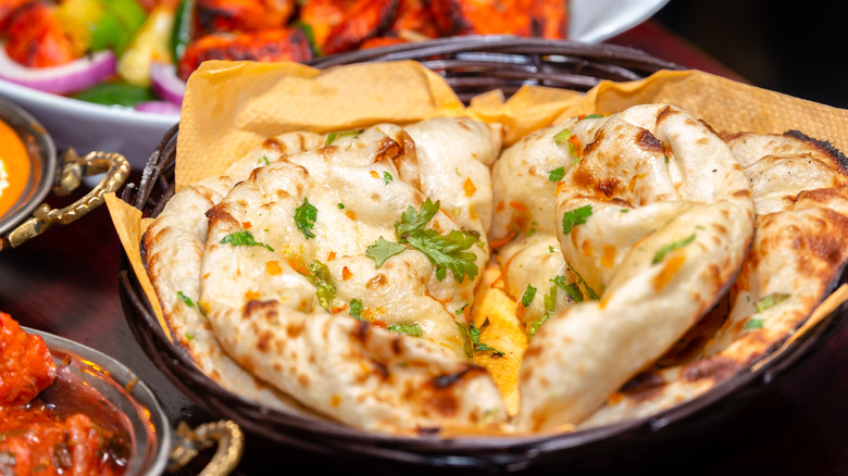 A basket of naans