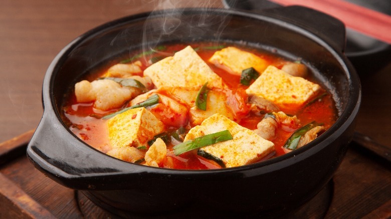 Tofu in stew pot