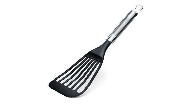 black fish spatula with silver handle