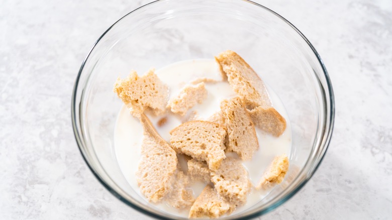 Soaking bread in milk for meatloaf