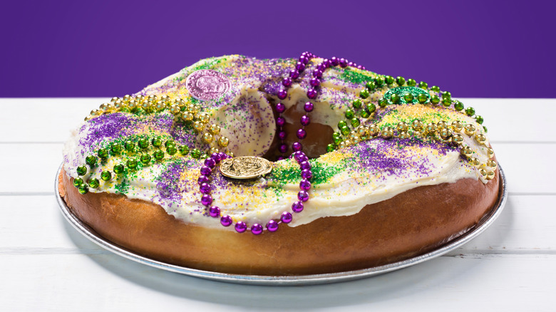 colorful New Orleans king cake