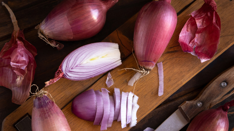 whole and sliced shallots