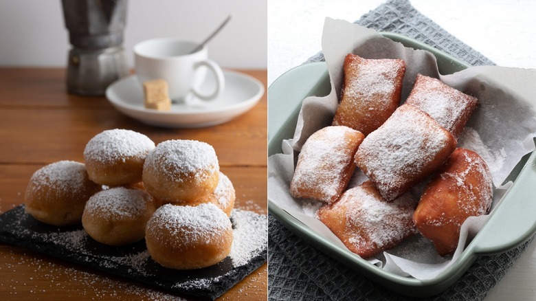 Zeppole on left and beignets on right
