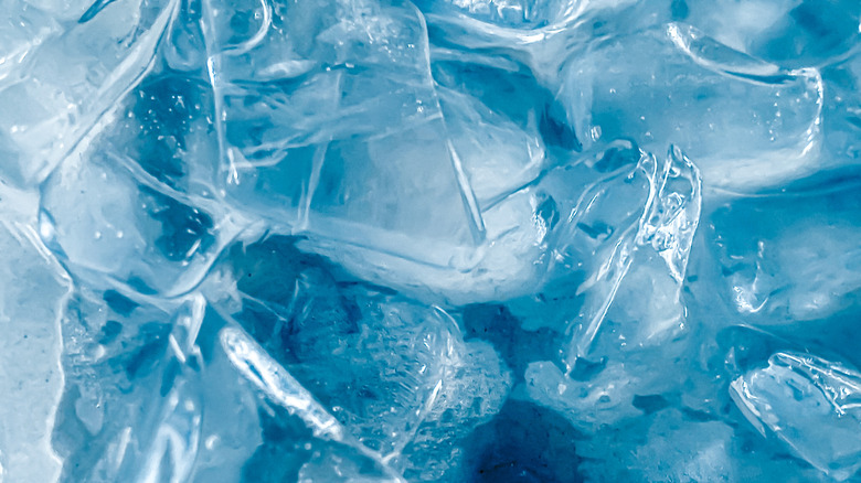 crisp blue ice cubes stacked