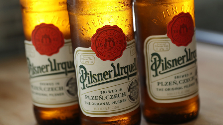 bottles of Pilsner Urquell