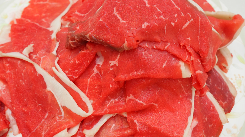 Very thinly sliced beef