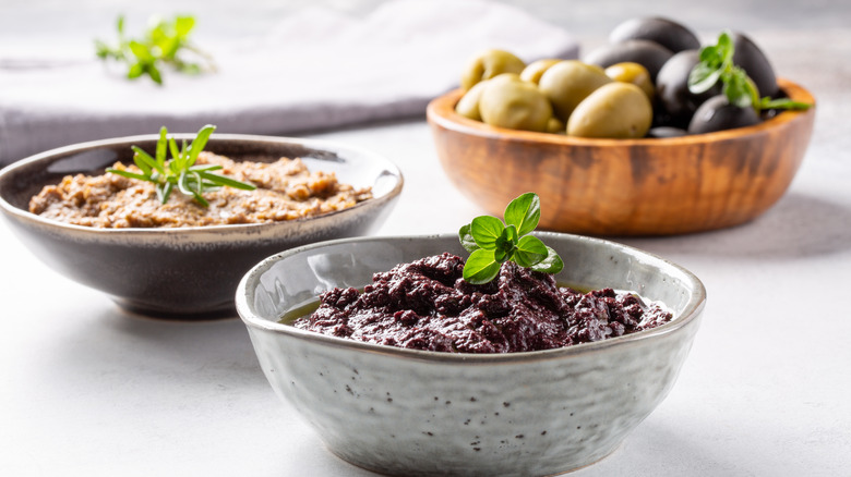 Fresh tapenade and olives