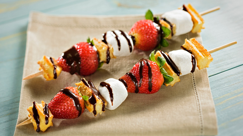 Chocolate strawberry marshmallow skewers