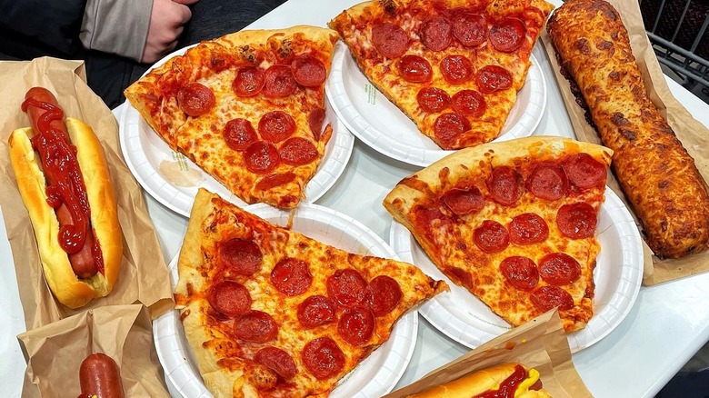 Pepperoni pizza with equally cut slices