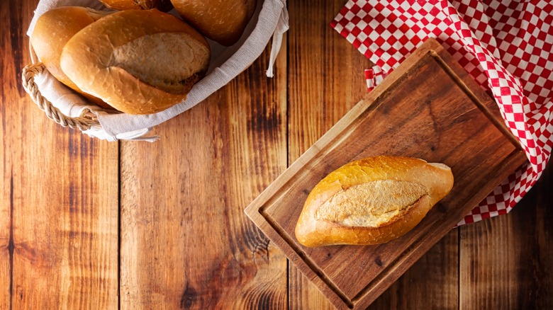 Mexican bolillo on cutting board