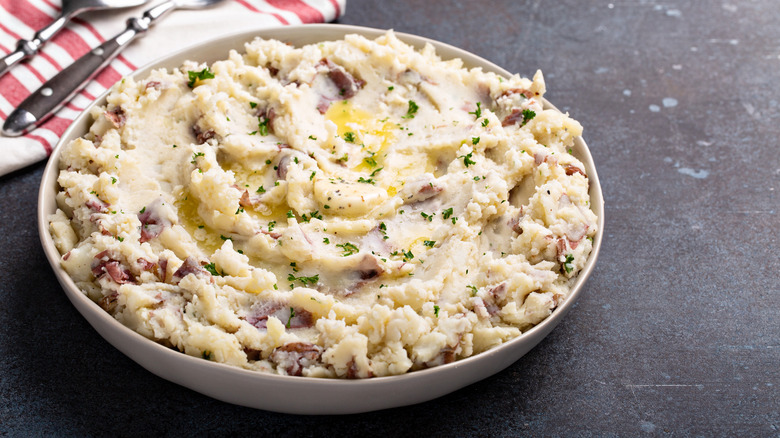 Chunky skin-on mashed red potatoes