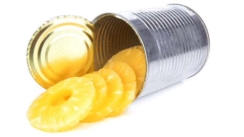 pineapple slices coming out of can