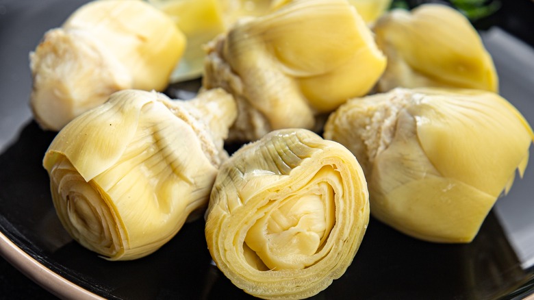 Plate of artichoke hearts