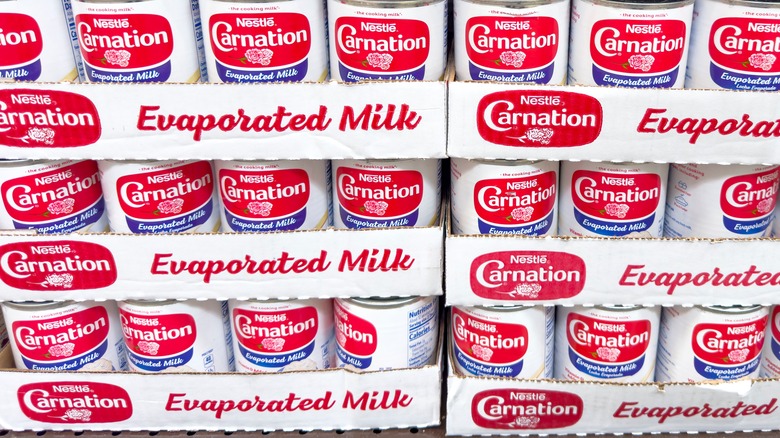 Cans of evaporated milk