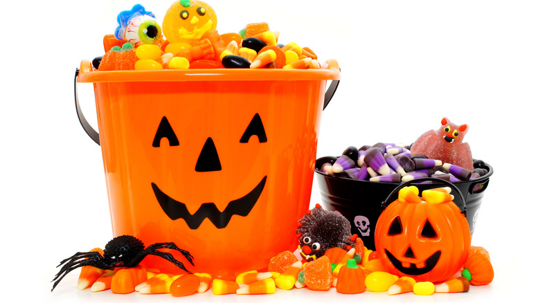 halloween buckets of candy