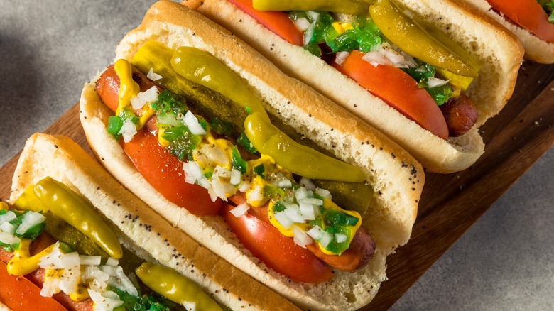 Chicago style hot dogs