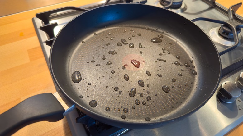 A non-stick pan on a stove