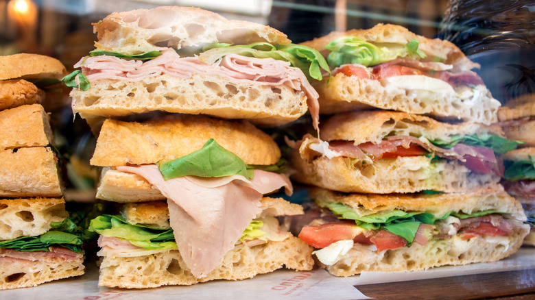 Italian paninis sit stacked on top of each other