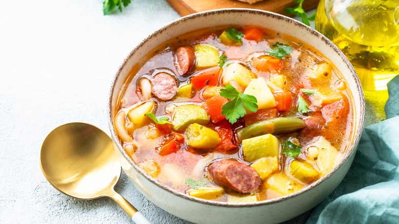 minestrone soup with sausage and vegetables