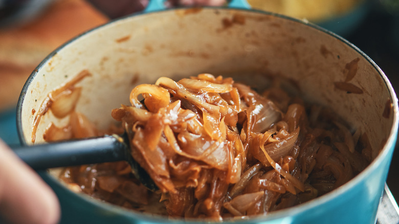 caramelized onions in a Dutch oven