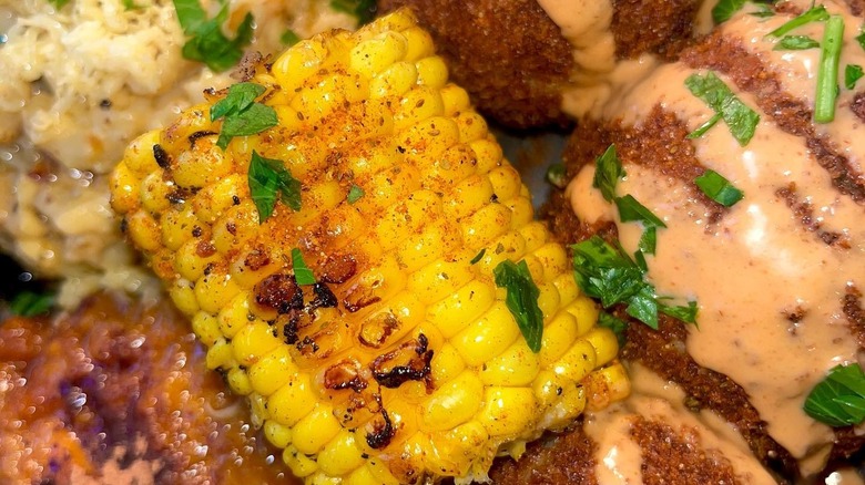 Jazzy's Kitchen entree plate with corn