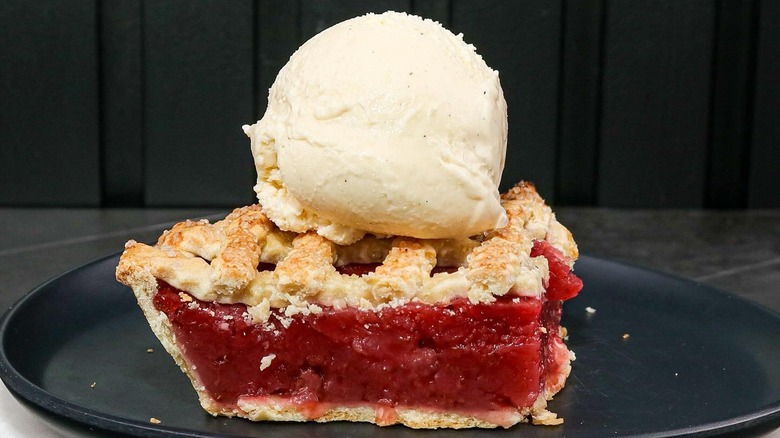 ice cream topped strawberry pie