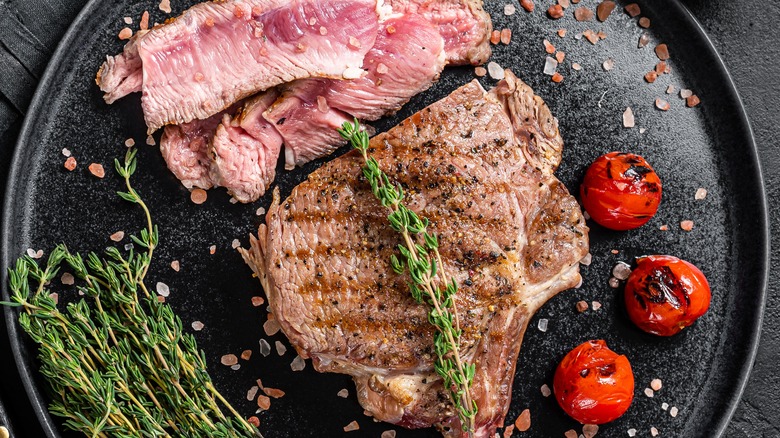 grilled and sliced bone in ribeye