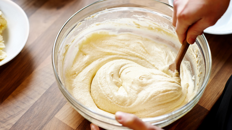 woman mixing a batter